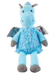 Holiday Time Fuzzy Blue Dragon With Faux Fur, 19" Plush Stuffed Animal Pal