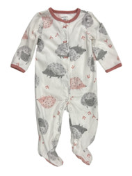 Carters Infant Girls White & Pink Hedgehog Fleece Blanket Sleeper Pajamas 6m