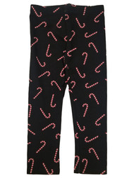 Toddler Girls Black & Red Christmas Holiday Candy Cane Leggings Stretch Pants