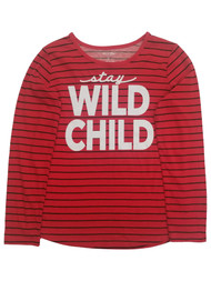 Girls Red Black & White Stay Wild Child Long Sleeve Striped Tee X-Large (16)