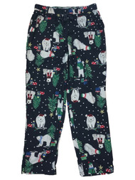 Womens Soft Navy Blue Flannel Polar Bear Sleep Pants Pajama Bottoms