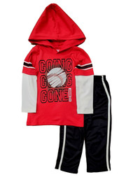 Kids Headquarters Red Infant Boys 2-Piece Baseball Hoodie Tee & Pants Set 24m