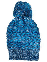 Womens Lumpy Blue Pom Beanie Cold Weather Stocking Cap Hat