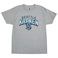 Mens Gray NHL Seattle Kraken Hockey Short Sleeve Graphic Tee Crew Neck Shirt