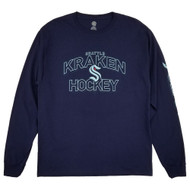 Knights Apparel Mens Navy Blue NHL Seattle Kraken Long Sleeve Shirt