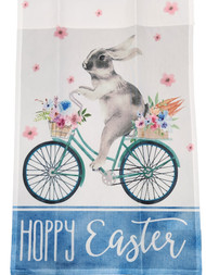 Happy Hoppy Easter Blue Floral Bunny Rabbit Bicylce Yard Garden Flag 12 by 18