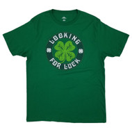 Mens Green Looking For Luck Four Leaf Clover St. Patrick's Day T-Shirt