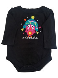 Infants Girls Black Pink & Blue Adorable Bird Hearts Bodysuit Baby Outfit