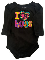 Infants Girls Black Purple Hot Pink I Heart Hugs Bodysuit Outfit