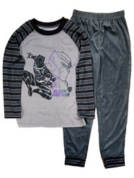 Avengers Boys Long Sleeve Black & Gray Black Panther Pajamas Sleep Pants Set