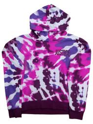 Justice Girls Purple Pink & White Sparkles Tie Dye Hoodie Sweatshirt