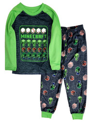 Minecraft Boys Green Long Sleeve T-Shirt Sleep Pants Pajama Set