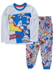 Boys Blue Sonic The Hedgehog Long Sleeve T-Shirt Sleep Pants Pajama Set