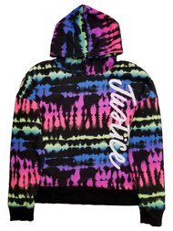 Justice Girls Black & Neon Pink Tie Dye Pullover Hoodie Sweatshirt