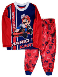 Boys Blue & Red Mario Kart Long Sleeve T-Shirt Sleep Pants Pajama Set