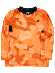 Russell Boys Silky Orange Camo Breathable Athletic Tee Shirt T-Shirt