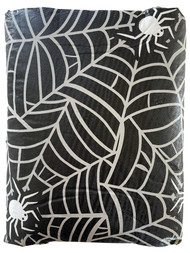 Celebrate Halloween Black Spiderweb & Spiders Vinyl Tablecloth, 70" Round