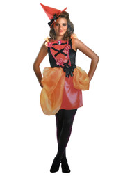 Disguise Womens Orange & Black Runway Witch Costume Mini Dress & Hat M (9-11)