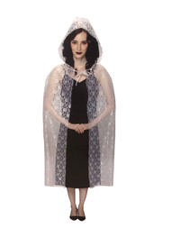 Way To Celebrate Womens White Floral Lace Cape Costume Accessory One Size