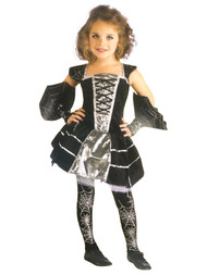Boo Girls Black & Silver Spider Web Print Dress Halloween Costume