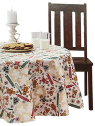 Holiday Time Gingerbread Man Cookies Vinyl Tablecloth, 70 Round Table