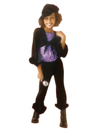 Girls Velvety Black & Purple Diva Singer Costume With Sparkly Accents