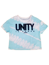 Justice Girls Blue Tie Dye Unity Power Short Sleeve T-Shirt Tee Shirt