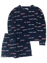 Womens Blue Be Mine Love XOXO Pajamas Long Sleeve Tee & Shorts Sleep Set