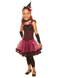 Girls Pink & Black Witch Sweet Lil Treat Tutu Dress Costume Medium (8-10)