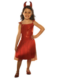 Girls Red Devil Dress & Headband Halloween Costume Large (10-12)