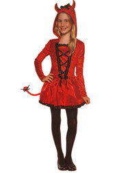Girls LIL Devil Dress With Attached Horns & Tail Halloween Costume Small (4-6)