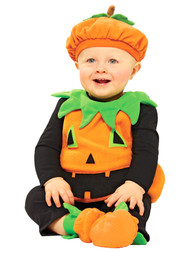 Halloween Infant Boys Girls Plush Pumpkin Vest Hat Booties Costume 0-6 Months