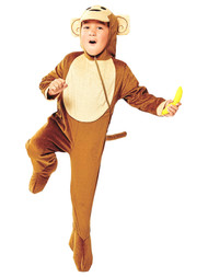 Infant Boys Girls Brown Monkey Halloween Costume Hooded Jumpsuit 12-24 M