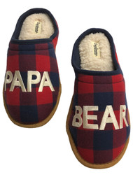 Dearfoams Mens Red & Blue Plaid Papa Bear Slippers Scuffs House Shoes