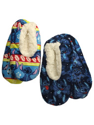 Disney Womens 2pr Blue Lilo & Stitch Sherpa Ballet Slippers Shoes OSFM