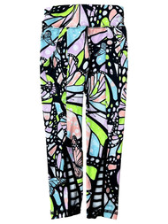 Justice Girls Black Blue Green Butterfly Leggings Athletic Sport Pants