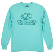 Mossy Oak Fishing Mens Celadon Blue Long Sleeve Crew Neck Graphic Tee T-Shirt