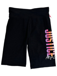 Justice Girls Black Pink & Purple All For Love Athletic Bike Shorts