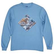 Realtree Fishing Mens Sky Blue Long Sleeve Crew Graphic Tee T-Shirt