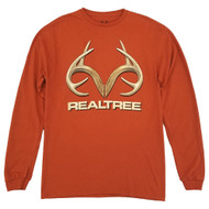 Realtree Mens Sedona Orange Long Sleeve Antler Graphic Hunting T-Shirt