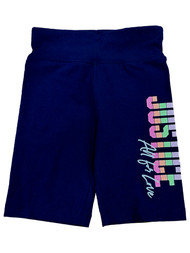 Justice Girls Navy Blue & Rainbow All for Love Athletic Bike Shorts