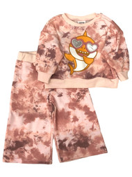 Infant & Toddler Girls Pink Tie Dye Baby Shark Outfit Sweat Pants & Shirt
