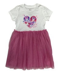 Disney Minnie Mouse Girls White & Pink T-Shirt Style Tulle Dress