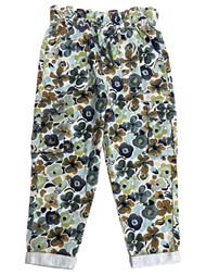 Girls Green Brown & Blue High Rise Floral Paperbag Cargo Pants