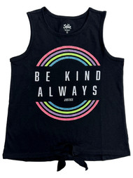Justice Girls Black Rainbow Be Kind Always Sleeveless Shirt Tank Top