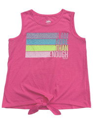 Justice Girls Pink I Am More Than Enough Sleeveless Shirt Tank Top