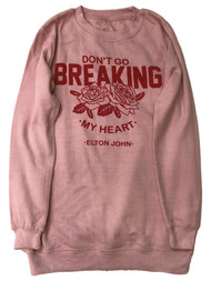 Womens Pink Heart Break Elton John Valentines Day Sweat Shirt Sweatshirt