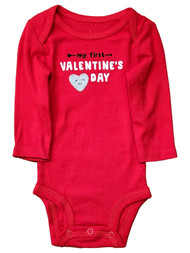 Carters Infant Boys & Girls Red My First Valentines Day Gray Heart Bodysuit