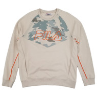 Fila Mens Beige Camouflage French Terry Crew Pullover Sweatshirt