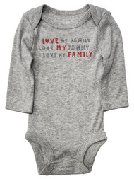 Carters Infant Boys & Girls Gray Love My Family Valentine's Bodysuit